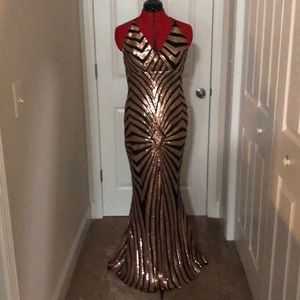 Rose Gold and Black Sequin Dress